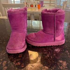 UGG Magenta Suede Fur-Lined Boots, Size 11